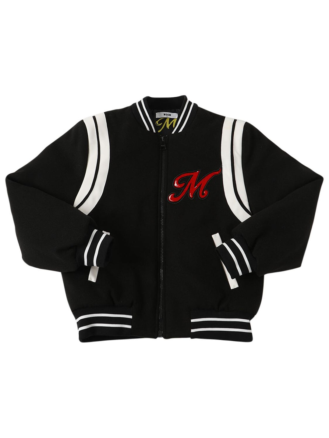 MSGM  Black Striped Trim Bomber Jacket Veronique Luxury Collections