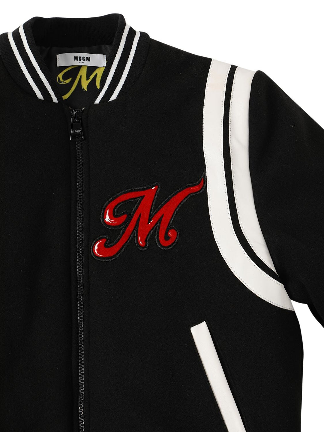 MSGM  Black Striped Trim Bomber Jacket Veronique Luxury Collections