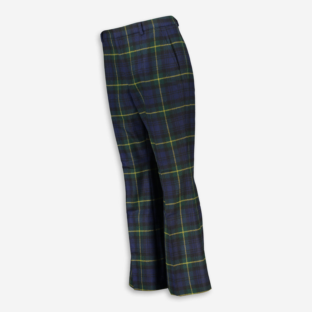 POLO RALPH LAUREN  Navy & Green Wool Tartan Wide Leg Trousers Veronique Luxury Collections
