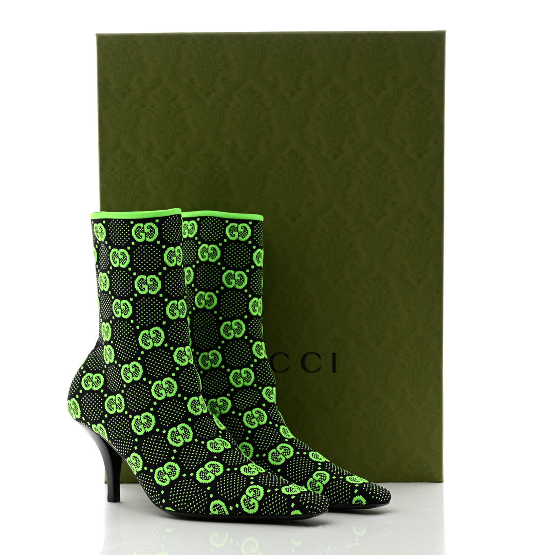 GUCCI  Green Monogram Ankle Boots Veronique Luxury Collections