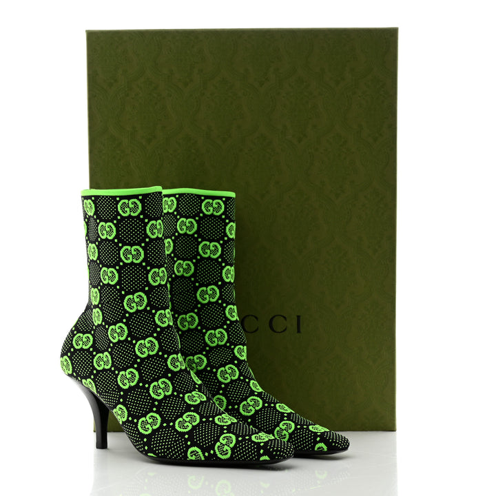 GUCCI  Green Monogram Ankle Boots Veronique Luxury Collections
