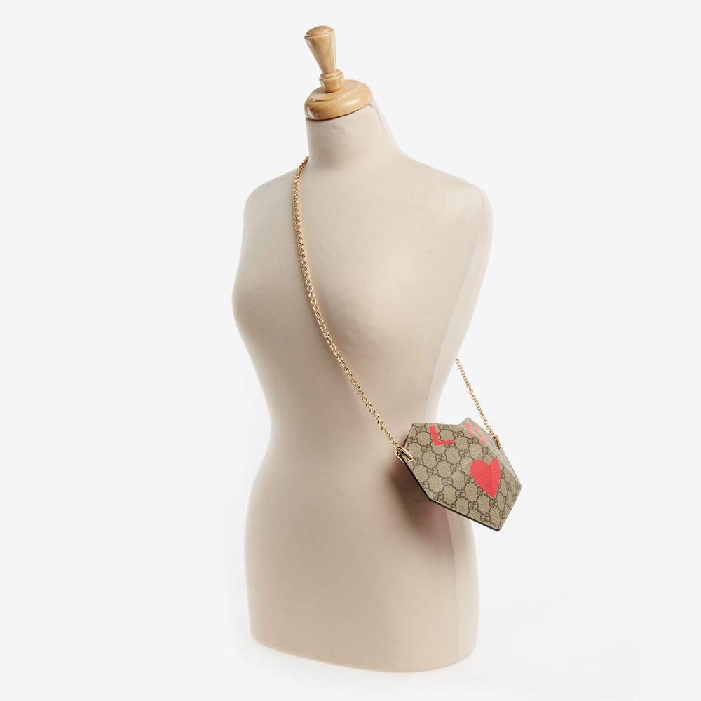 GUCCI  Brown Monogram Heart Bag Veronique Luxury Collections
