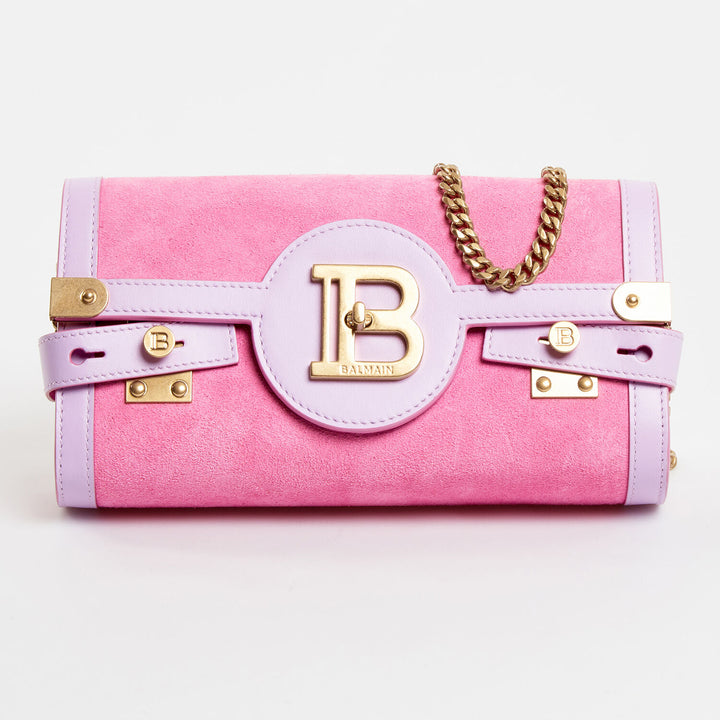 BALMAIN  Pink & Lilac Suede Shoulder Bag Veronique Luxury Collections