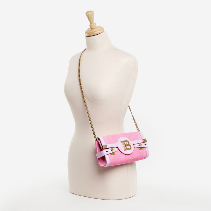 BALMAIN  Pink & Lilac Suede Shoulder Bag Veronique Luxury Collections