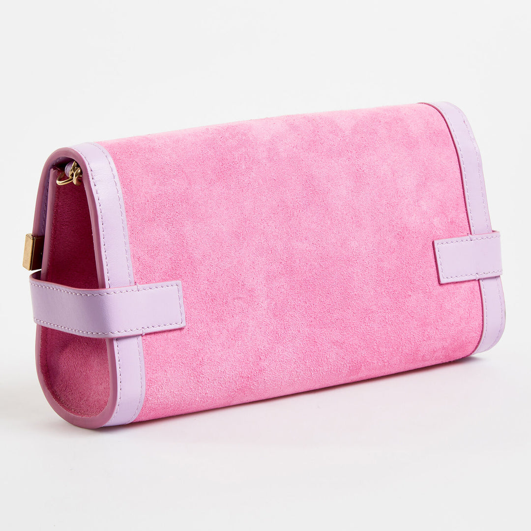 BALMAIN  Pink & Lilac Suede Shoulder Bag Veronique Luxury Collections