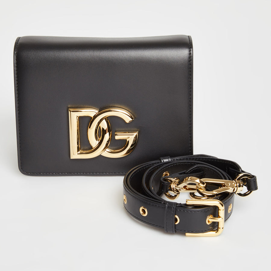 DOLCE & GABBANA  Black Leather Millennials Cross Body Bag Veronique Luxury Collections