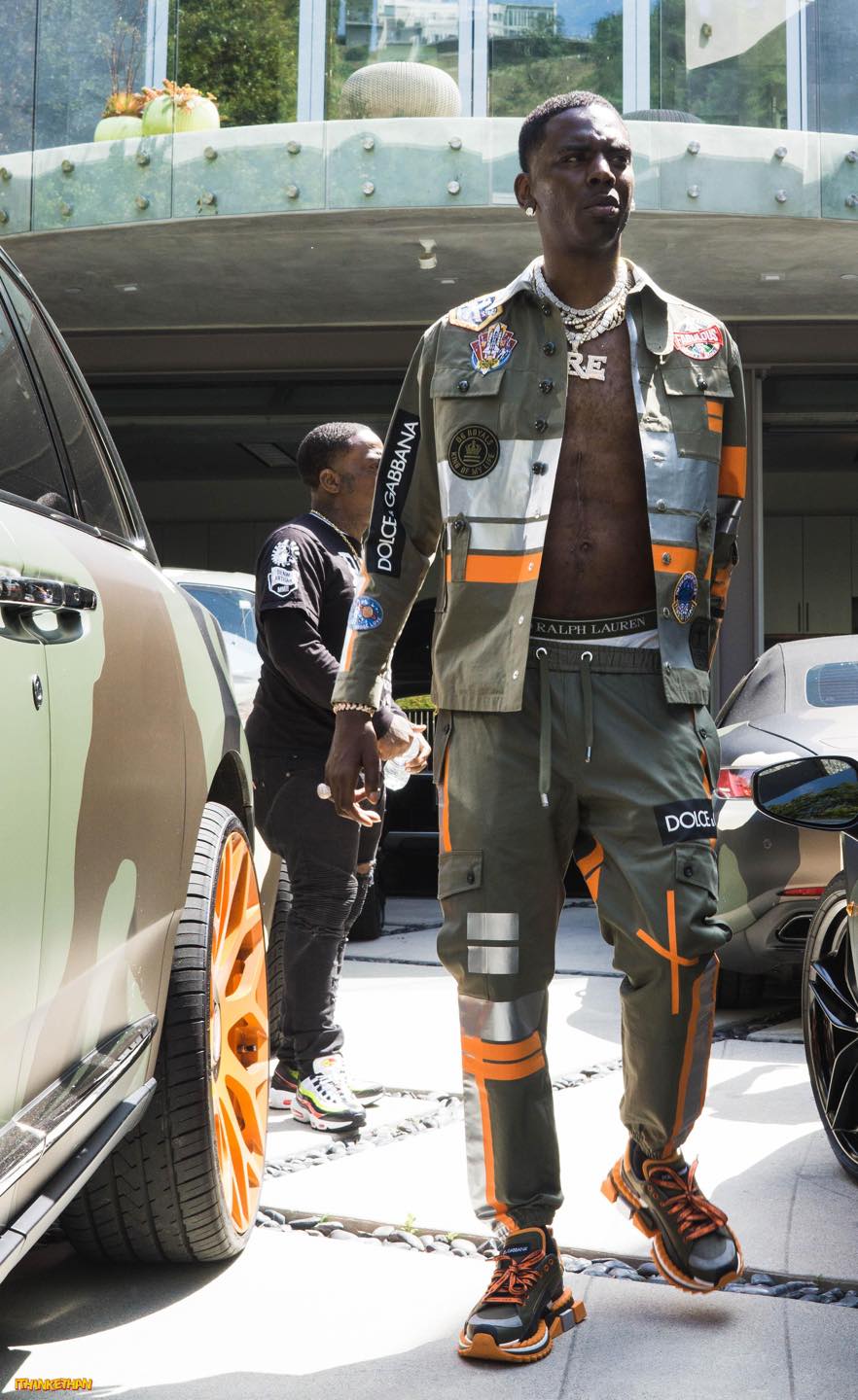 DOLCE & GABBANA  Khaki & Orange Cargo Trousers Veronique Luxury Collections