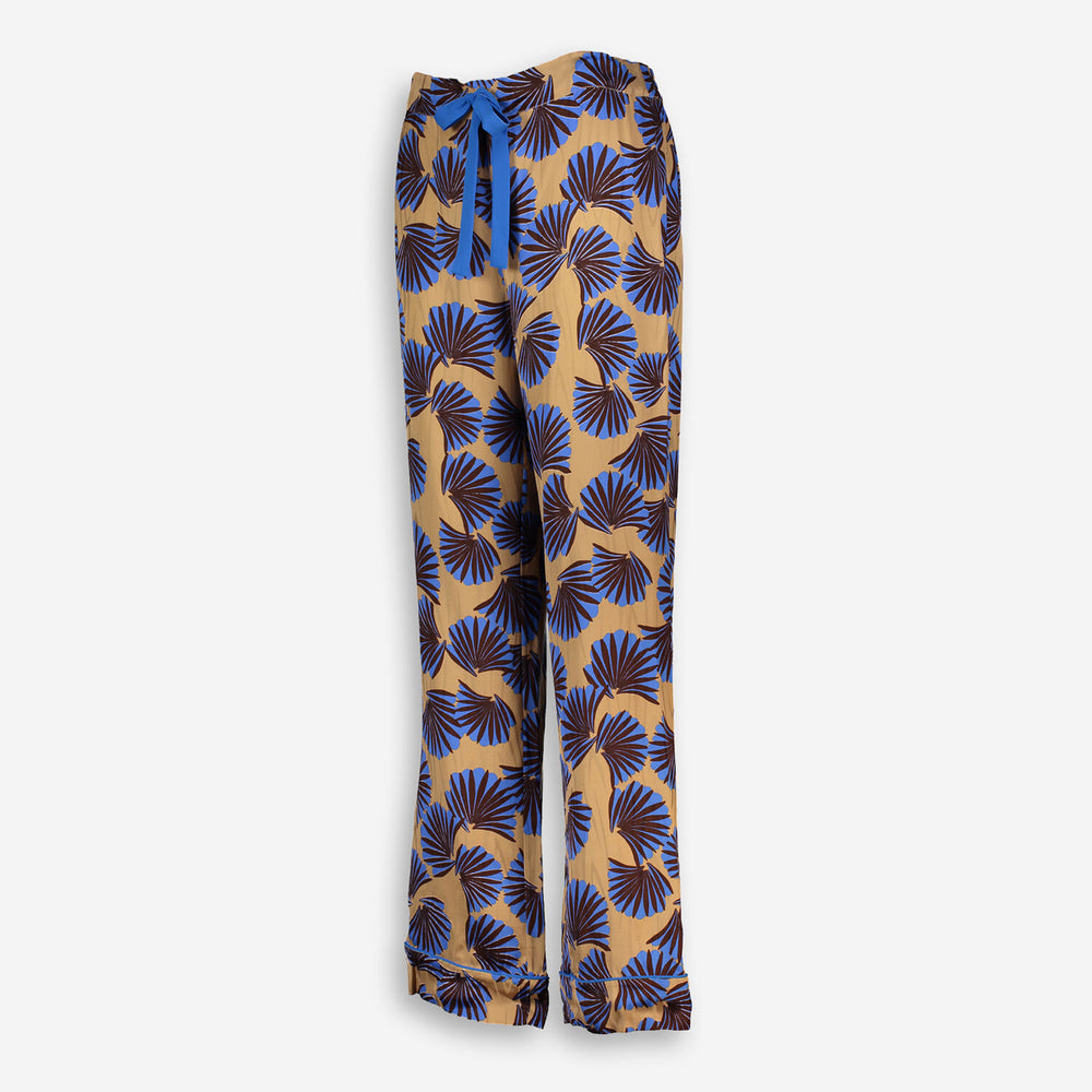 DIANE VON FURSTENBERG  Tan Brown Floral Patterned Trousers Veronique Luxury Collections