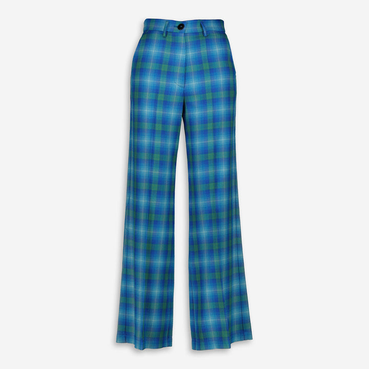 FORTE FORTE  Blue & Green Checkered Trousers Veronique Luxury Collections