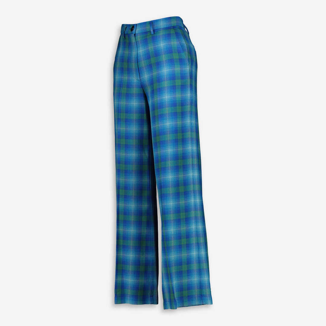 FORTE FORTE  Blue & Green Checkered Trousers Veronique Luxury Collections