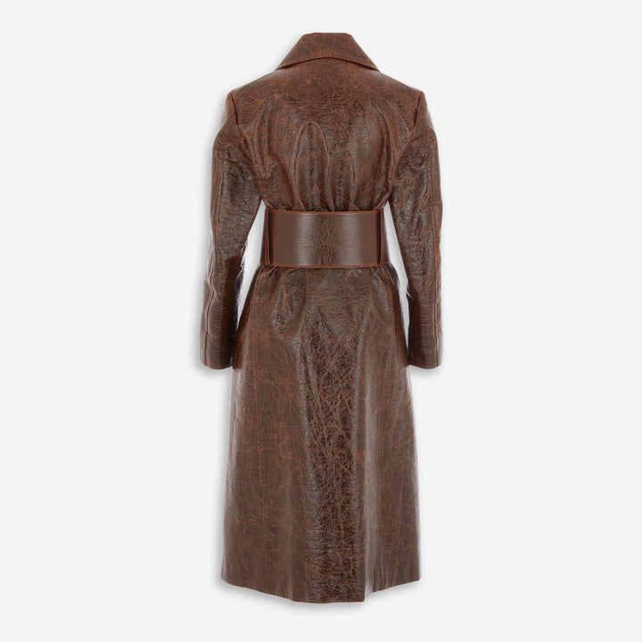 MSGM  Brown Shiny Detailed Trench Coat Veronique Luxury Collections