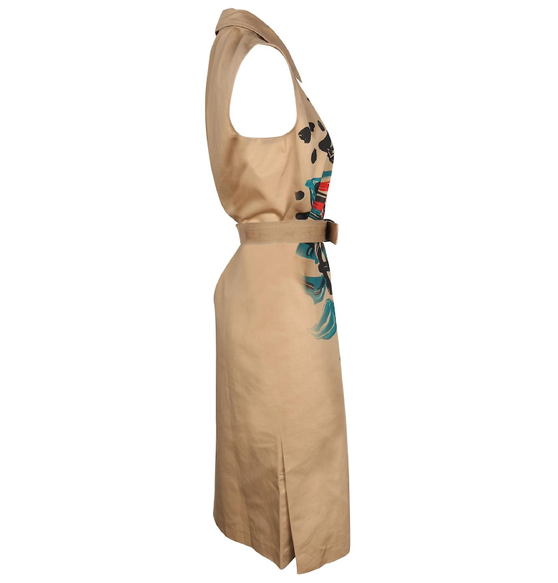 MARNI  Brown Abstract Midi Dress Veronique Luxury Collections