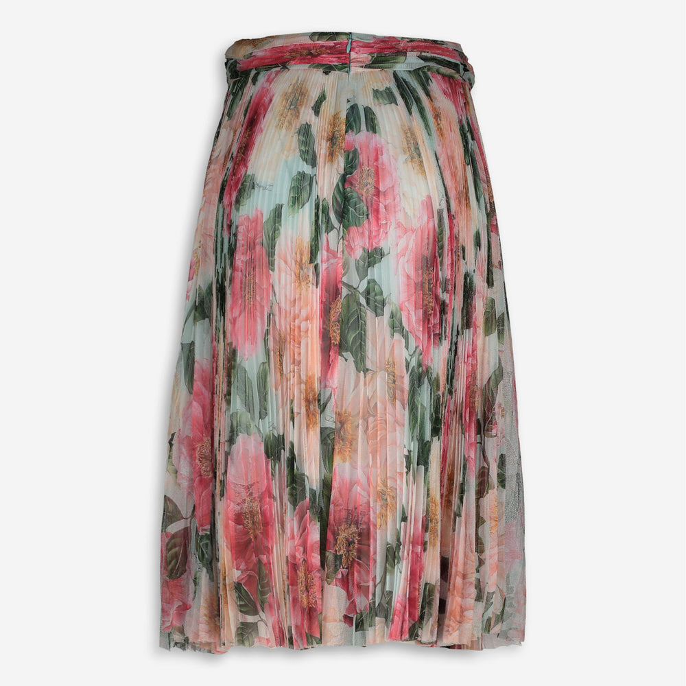 DOLCE & GABBANA  floral-print  Multicolour Plisse Pleat Silk Midi Skirt Veronique Luxury Collections
