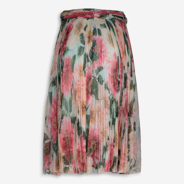 DOLCE & GABBANA  floral-print  Multicolour Plisse Pleat Silk Midi Skirt Veronique Luxury Collections