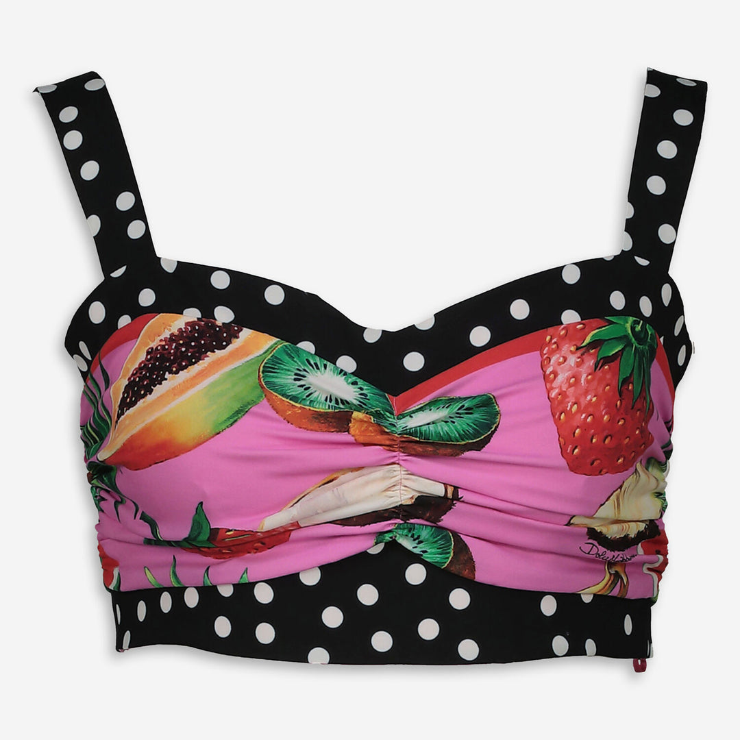 DOLCE & GABBANA  Multicolour Ruched Polka Dot Top Veronique Luxury Collections