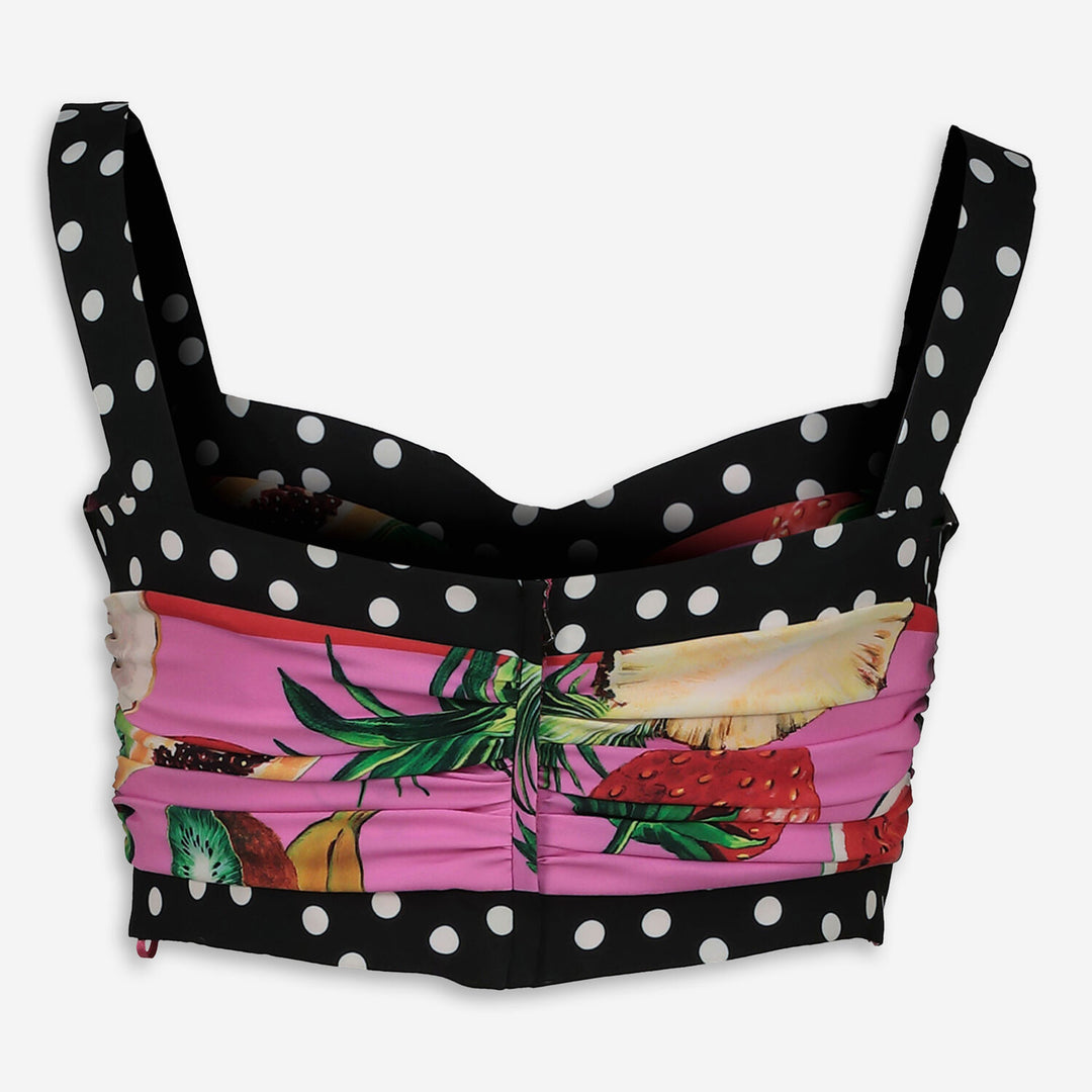 DOLCE & GABBANA  Multicolour Ruched Polka Dot Top Veronique Luxury Collections