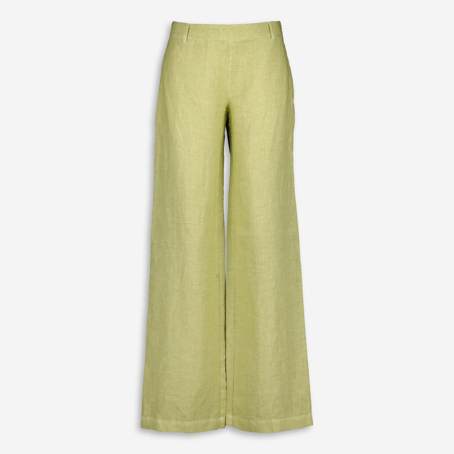 120% LINO  Olive Breathable Linen Trouser Veronique Luxury Collections