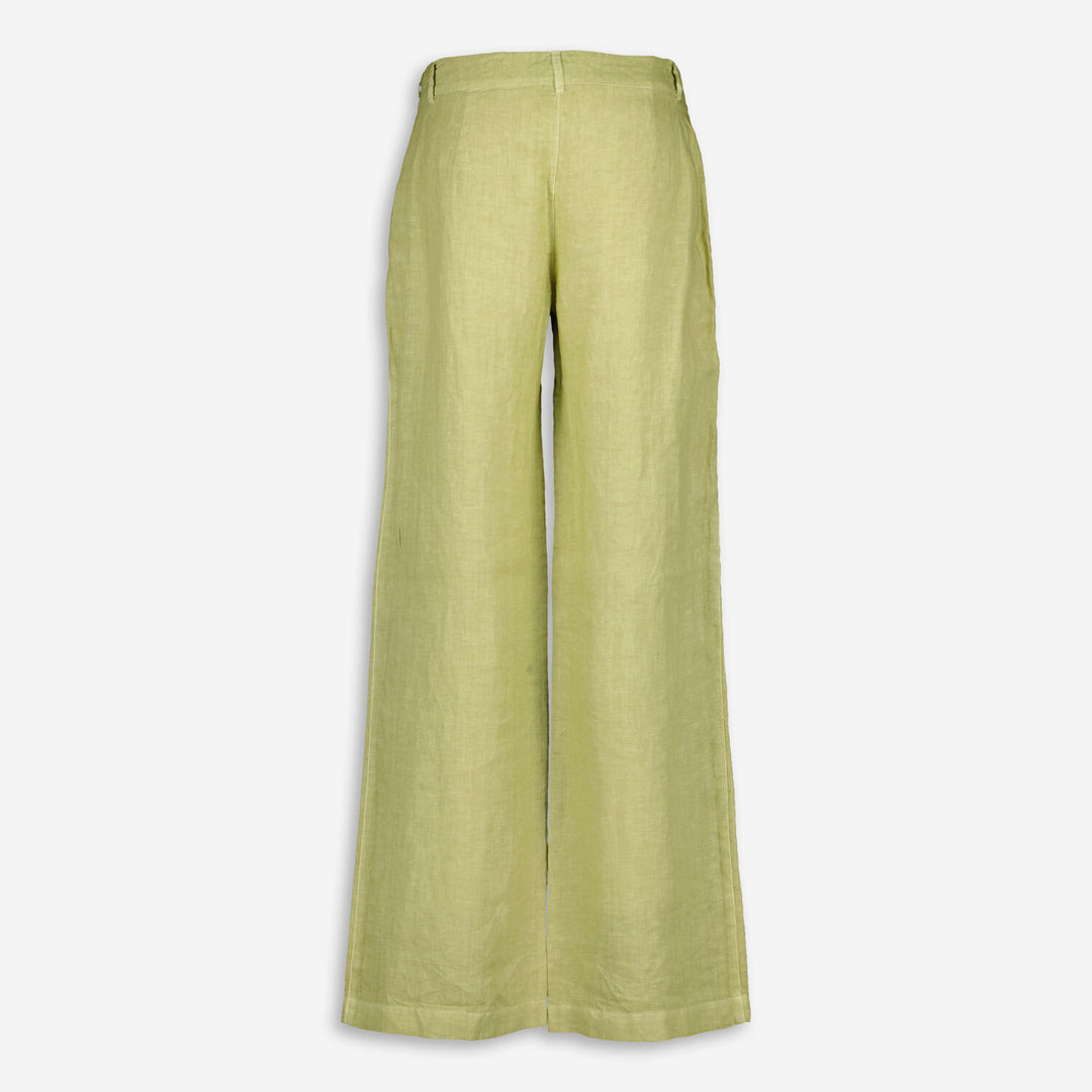 120% LINO  Olive Breathable Linen Trouser Veronique Luxury Collections