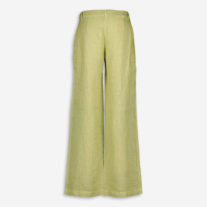 120% LINO  Olive Breathable Linen Trouser Veronique Luxury Collections