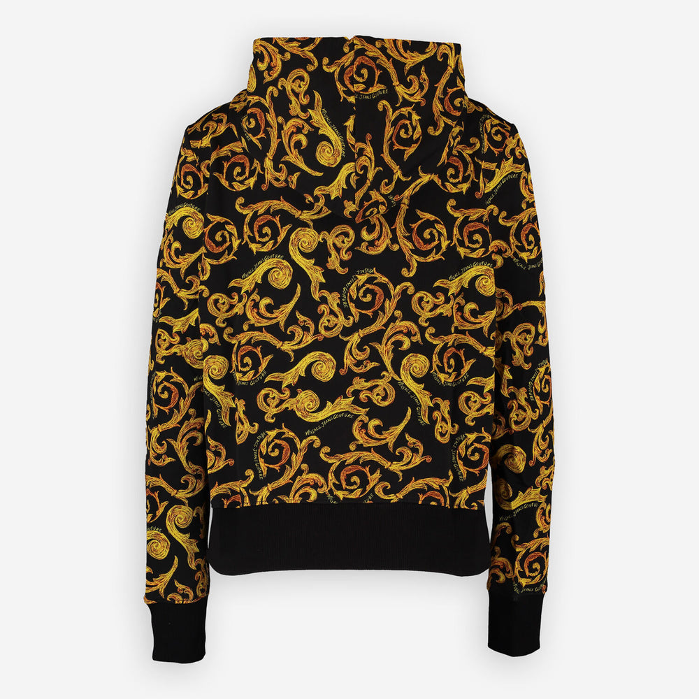 VERSACE JEANS  Black & Gold Tone Baroque Hoodie Veronique Luxury Collections