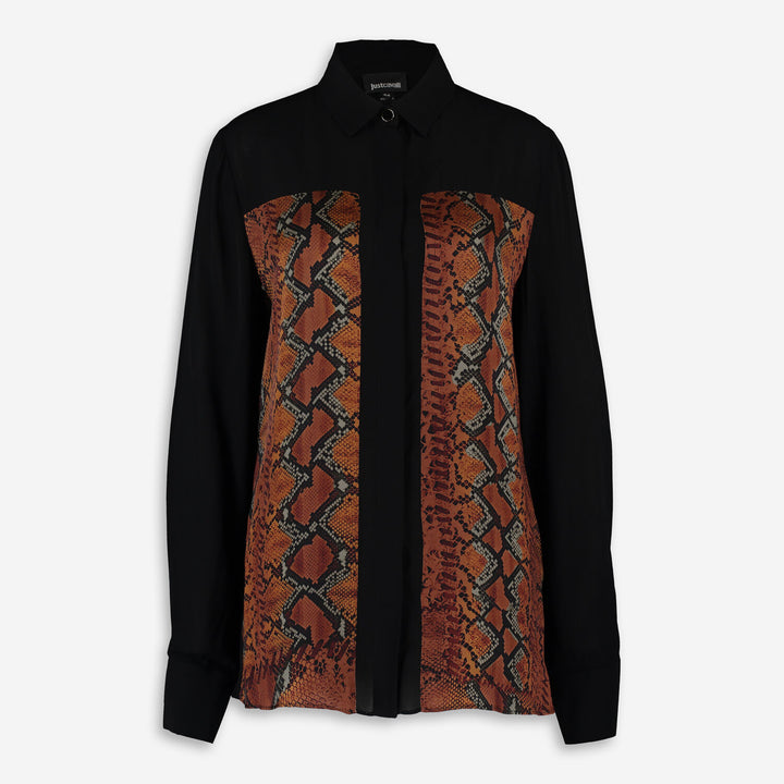 JUST CAVALLI  Black & Brown Patterned Blouse Veronique Luxury Collections