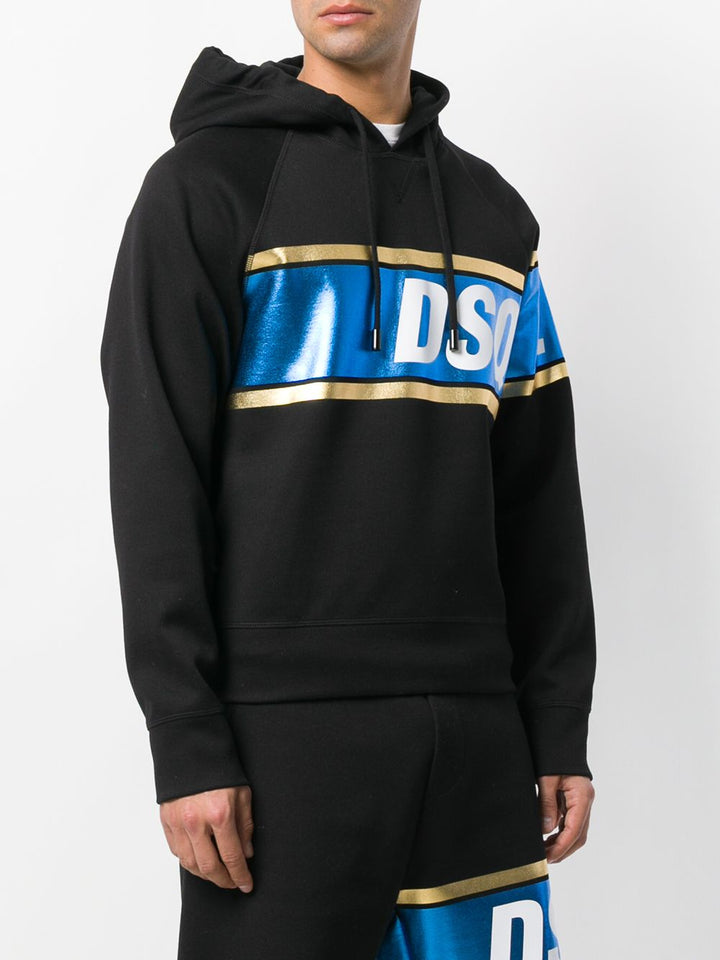 DSquared2 Black Glossy logo stripe Joggers Veronique Luxury Collections