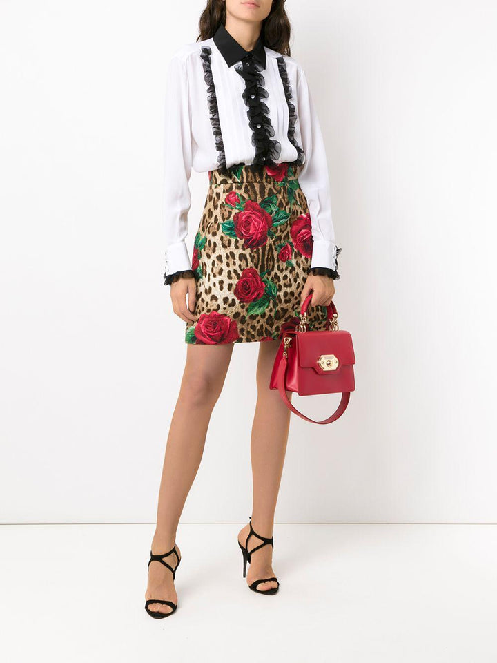 DOLCE & GABBANA LEOPARD Print Multicolour Rose  Skirt Veronique Luxury Collections