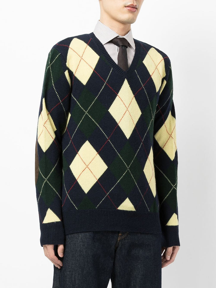POLO RALPH LAUREN  Navy Wool Diamond Jumper Veronique Luxury Collections
