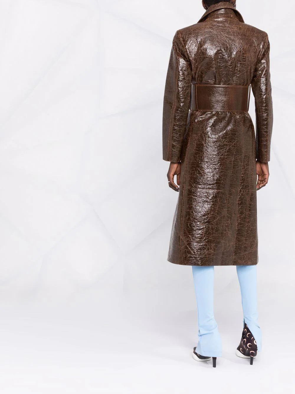 MSGM  Brown Shiny Detailed Trench Coat Veronique Luxury Collections