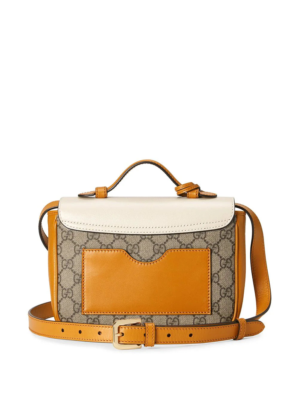 GUCCI  Tan & White Leather GG Supreme Cross Body Bag Veronique Luxury Collections