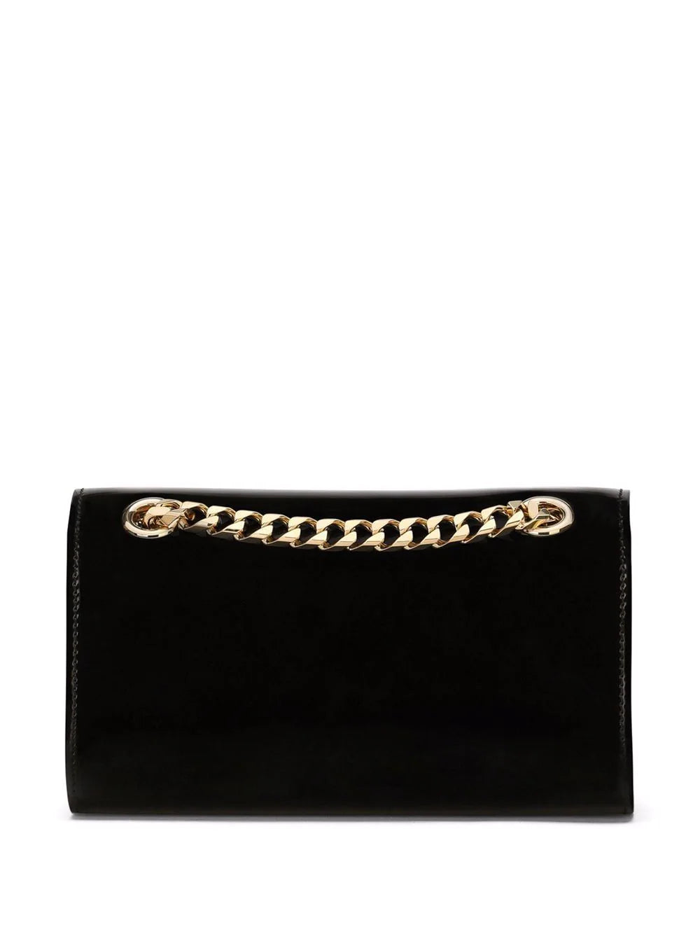 DOLCE & GABBANA Black & Gold Tone Logo 3.5 polished leather Phone Bag Veronique Luxury Collections