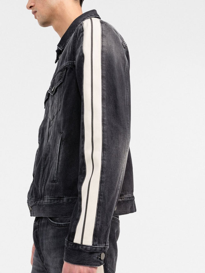 PALM ANGELS  Black Side Stripe Denim Jacket Veronique Luxury Collections