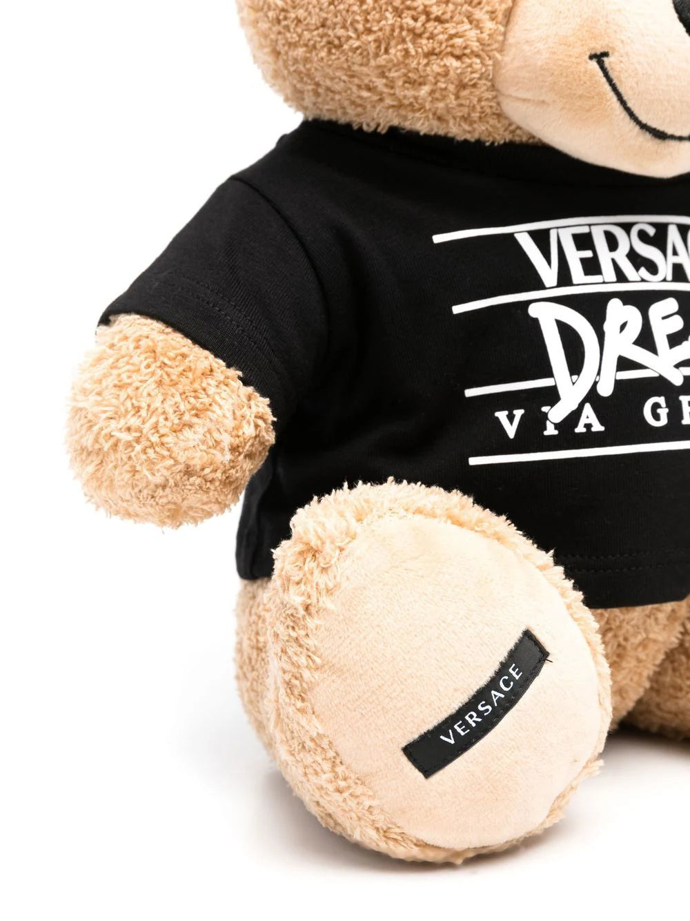 VERSACE  Black & Brown T Shirt Faux Fur Teddy Bear Veronique Luxury Collections