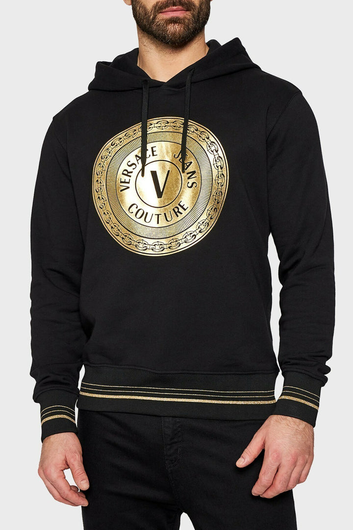 VERSACE JEANS COUTURE VERSACE JEANS COUTURE BLACK PRINTED HOODIE Veronique Luxury Collections