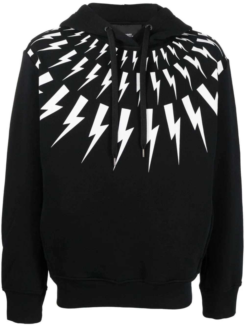Neil Barrett thunder-print drawstring cotton hoodie Veronique Luxury Collections