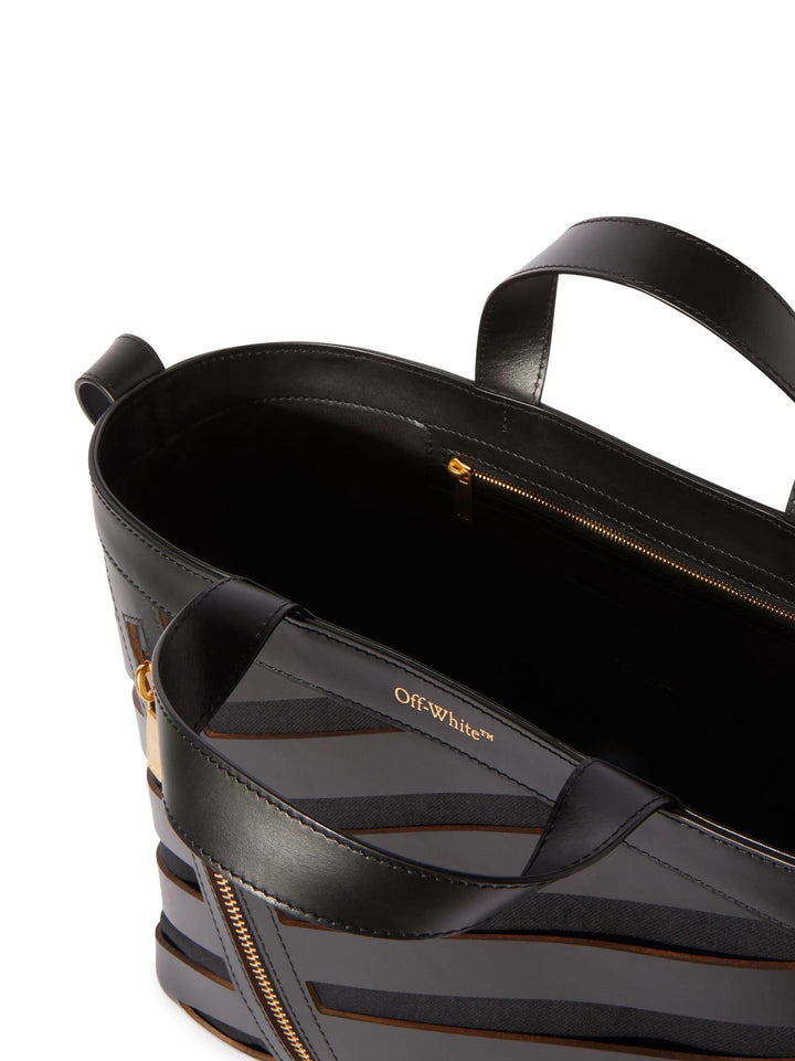 OFF WHITE  Black Cut Out Diagonal Tote Bag Veronique Luxury Collections