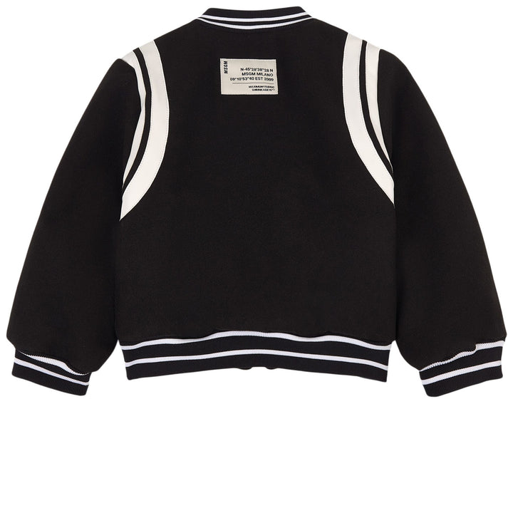 MSGM  Black Striped Trim Bomber Jacket Veronique Luxury Collections