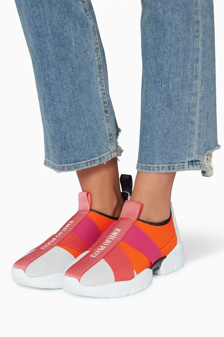 EMILIO PUCCI  Multicolured Suede Panel Trainers Veronique Luxury Collections