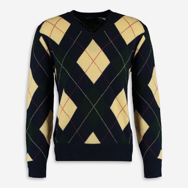 POLO RALPH LAUREN  Navy Wool Diamond Jumper Veronique Luxury Collections