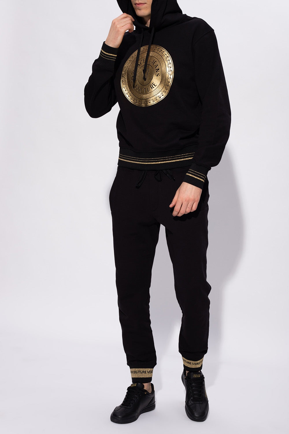 VERSACE JEANS COUTURE VERSACE JEANS COUTURE BLACK PRINTED HOODIE Veronique Luxury Collections