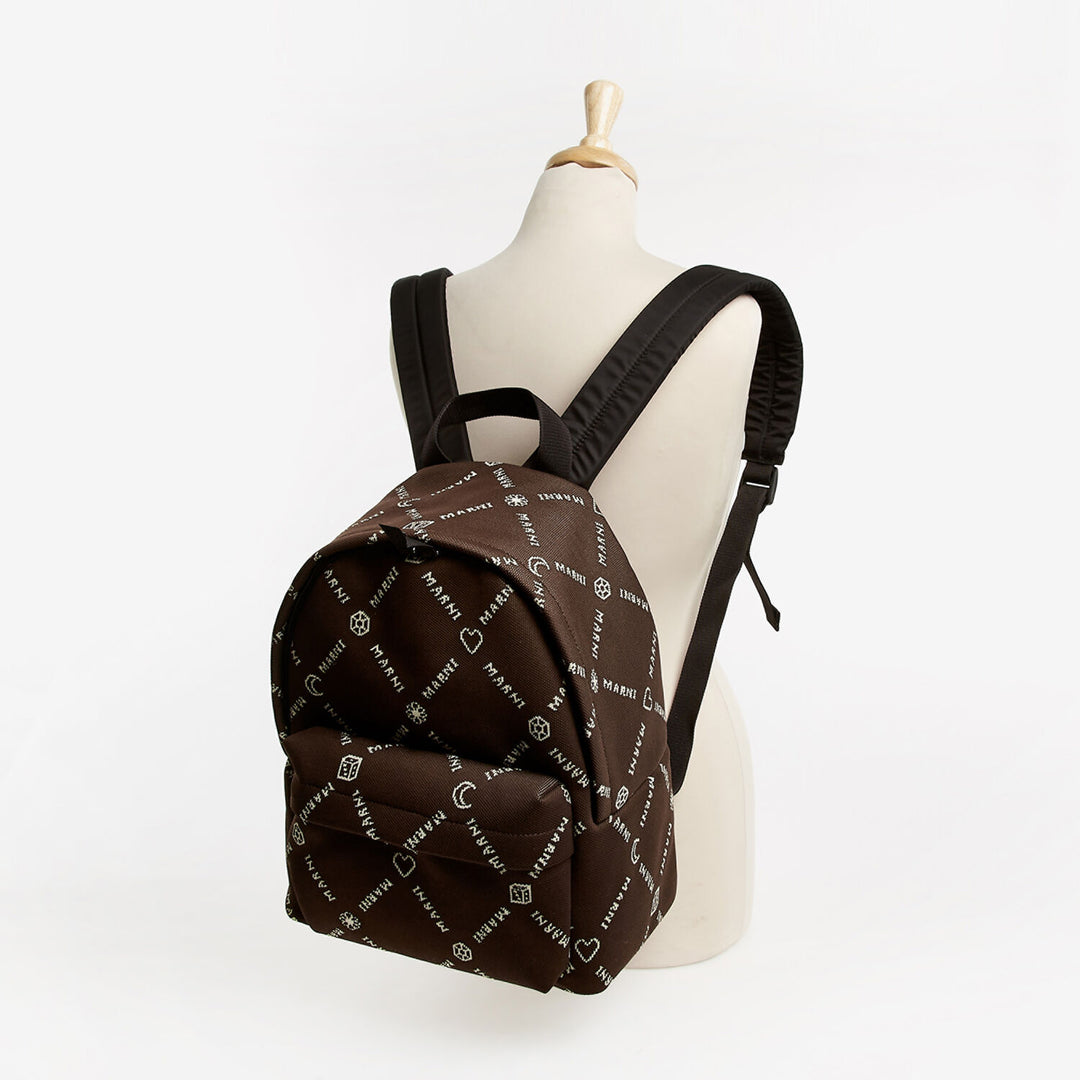MARNI  Brown Monogram Backpack Veronique Luxury Collections