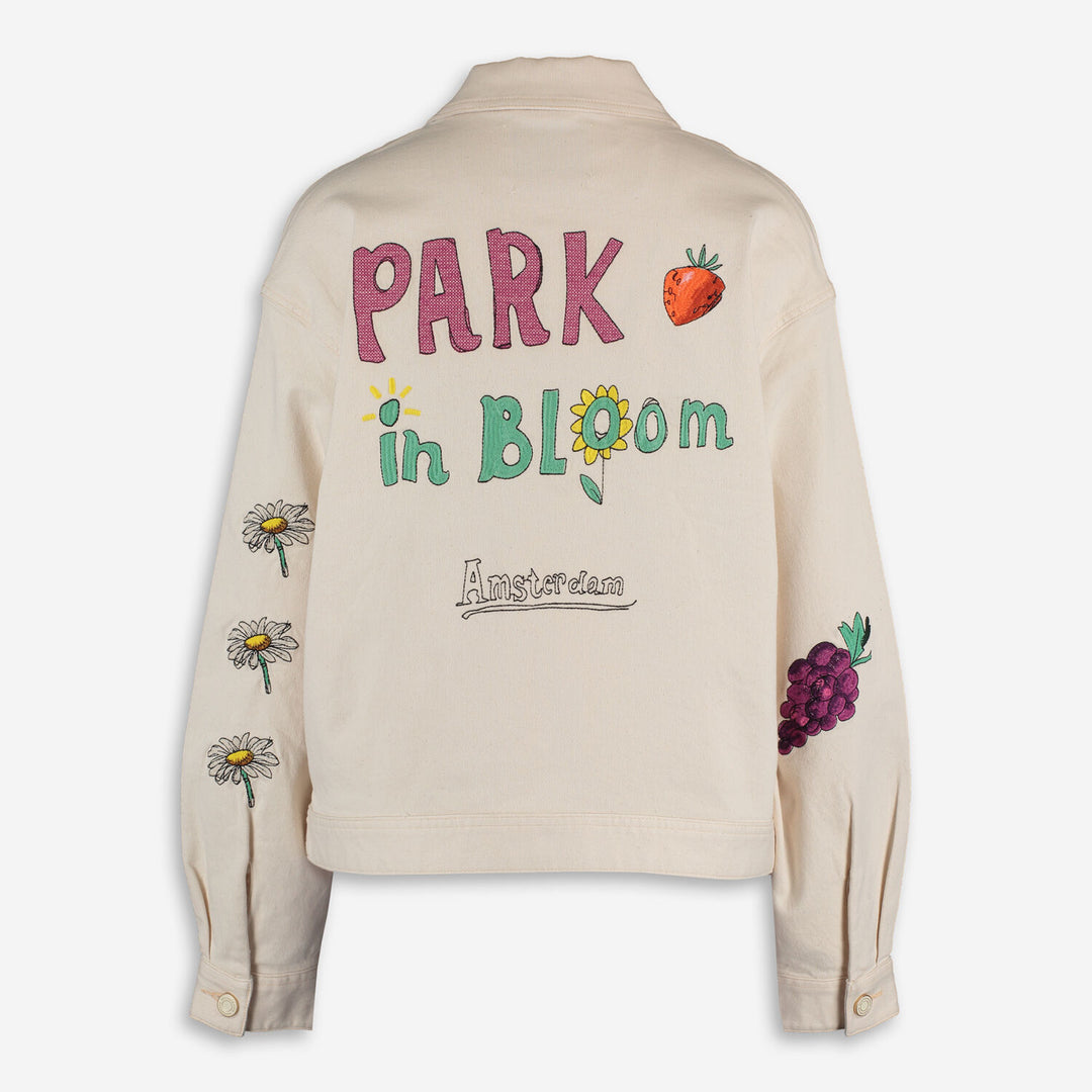 SCOTCH & SODA  Cream Embroidered Detail Denim Jacket Veronique Luxury Collections