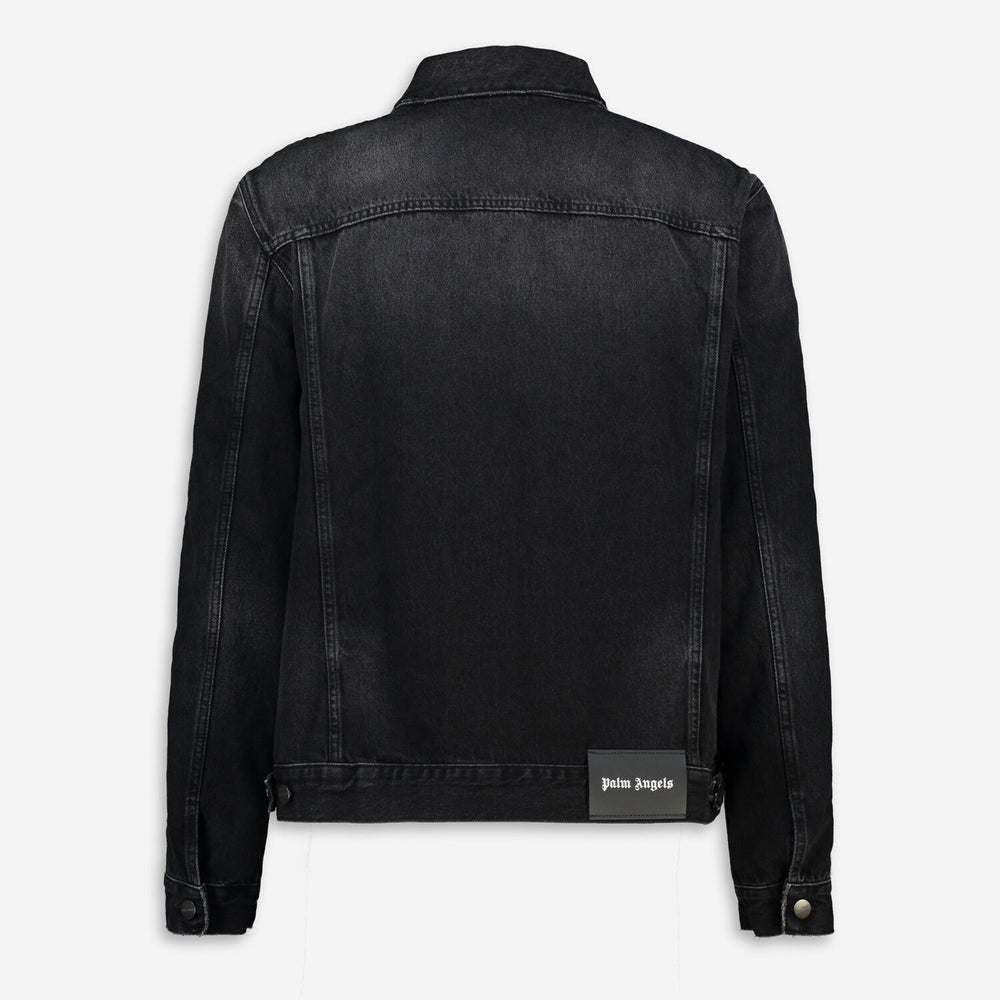 PALM ANGELS  Black Side Stripe Denim Jacket Veronique Luxury Collections