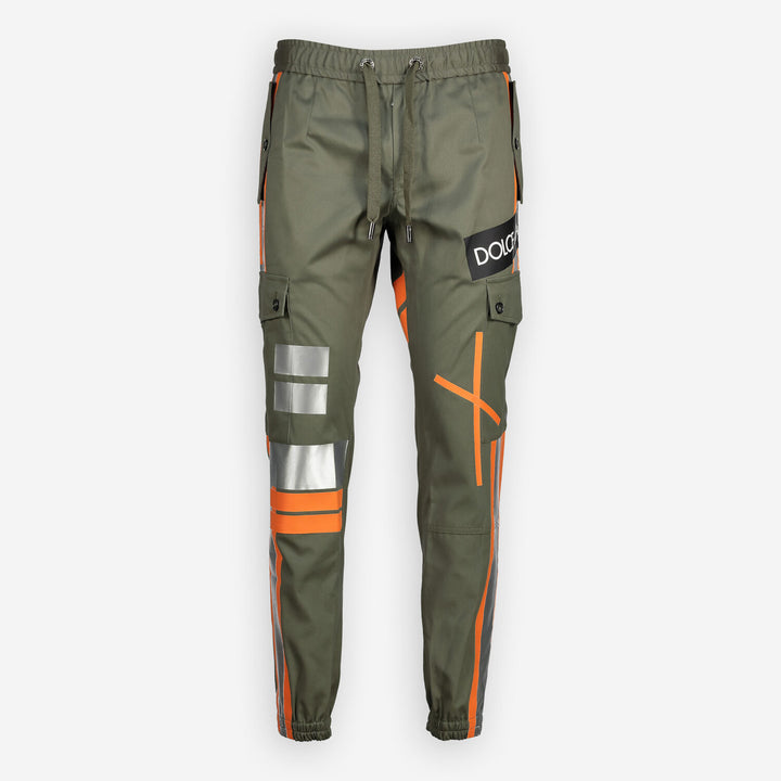 DOLCE & GABBANA  Khaki & Orange Cargo Trousers Veronique Luxury Collections