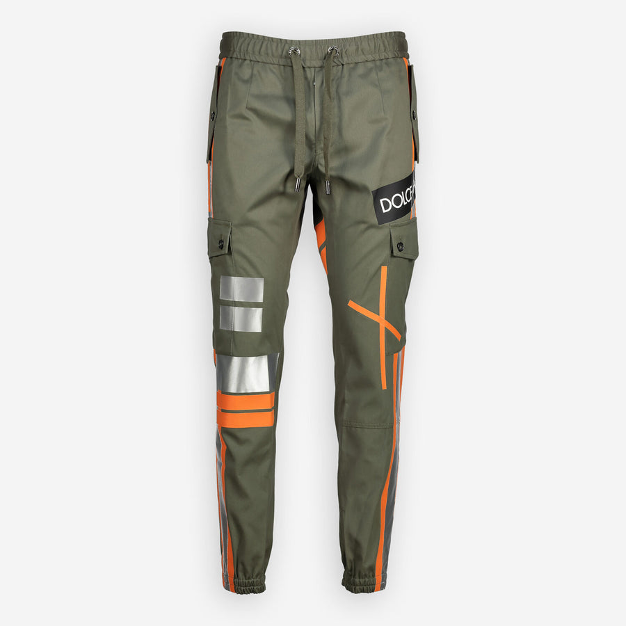 DOLCE & GABBANA  Khaki & Orange Cargo Trousers Veronique Luxury Collections