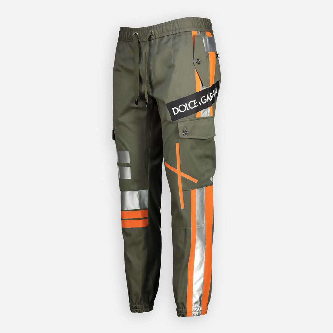 DOLCE & GABBANA  Khaki & Orange Cargo Trousers Veronique Luxury Collections