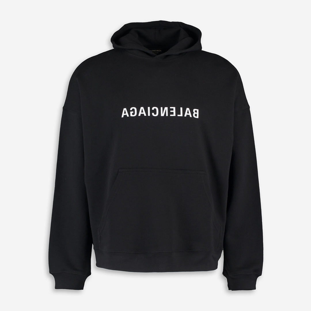 BALENCIAGA  Black Reverse Logo Hoodie