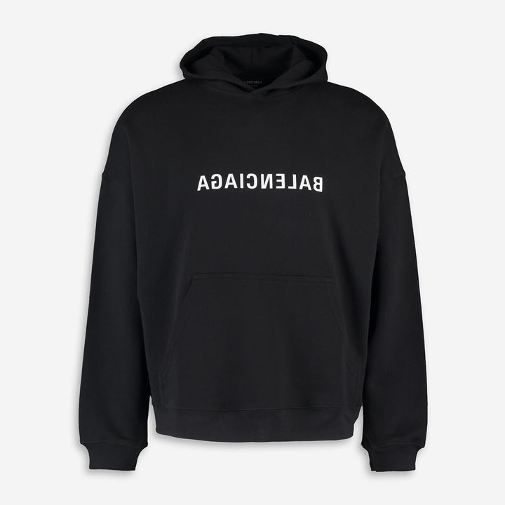 BALENCIAGA  Black Reverse Logo Hoodie