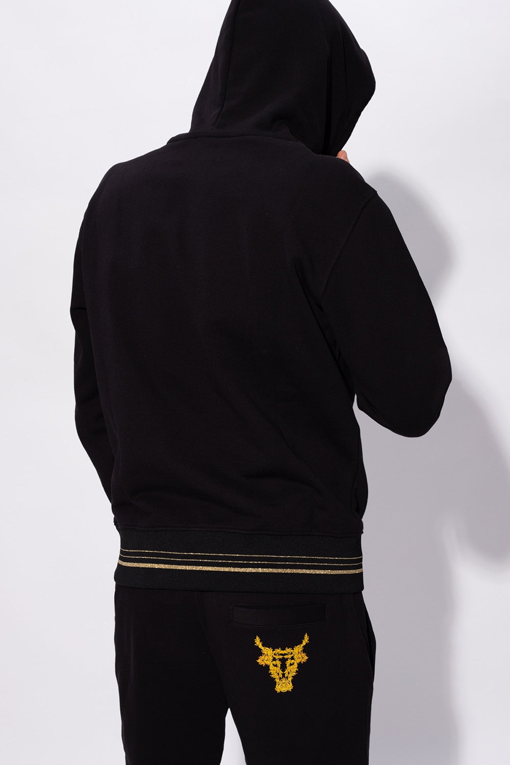 VERSACE JEANS COUTURE VERSACE JEANS COUTURE BLACK PRINTED HOODIE Veronique Luxury Collections