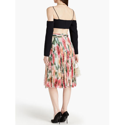 DOLCE & GABBANA  floral-print  Multicolour Plisse Pleat Silk Midi Skirt Veronique Luxury Collections